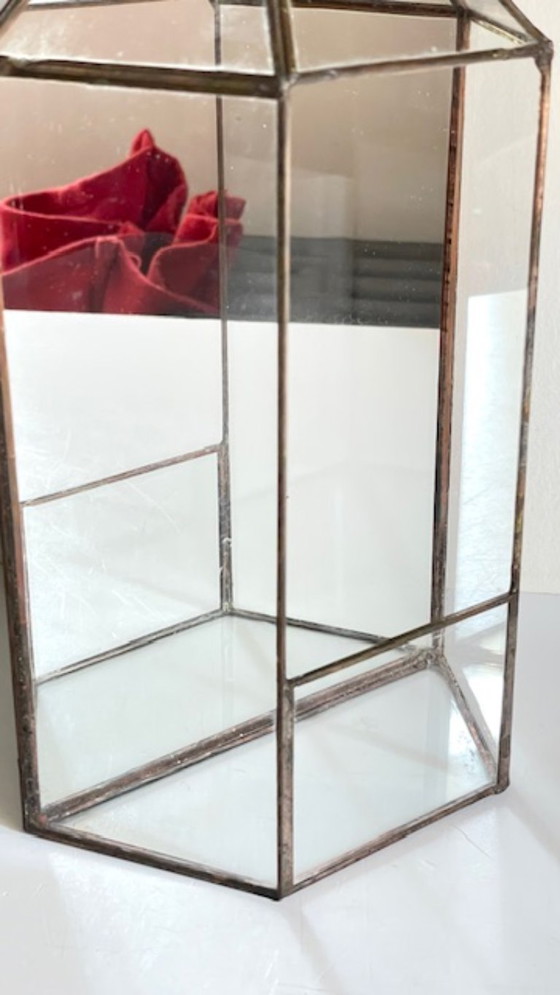Image 1 of Fioriera vintage in vetro e ottone