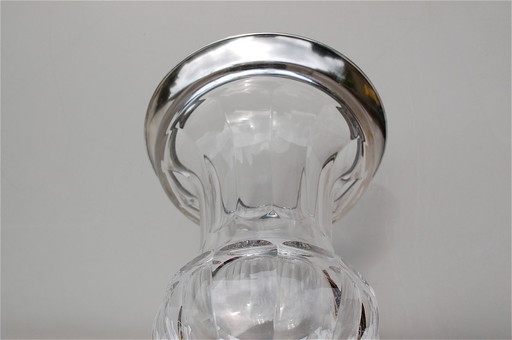 Urn-shaped crystal vase with solid silver rim, Gebrüder Kuhn