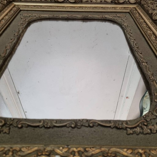 Giltwood miroir bois doré fin xixeme (66×55cm