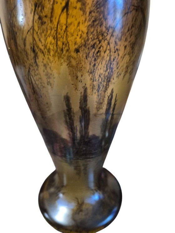 Paire de vases en verre peints à la main, Michel Nancy, Marron, Art Nouveau (photo 16 sur 23)