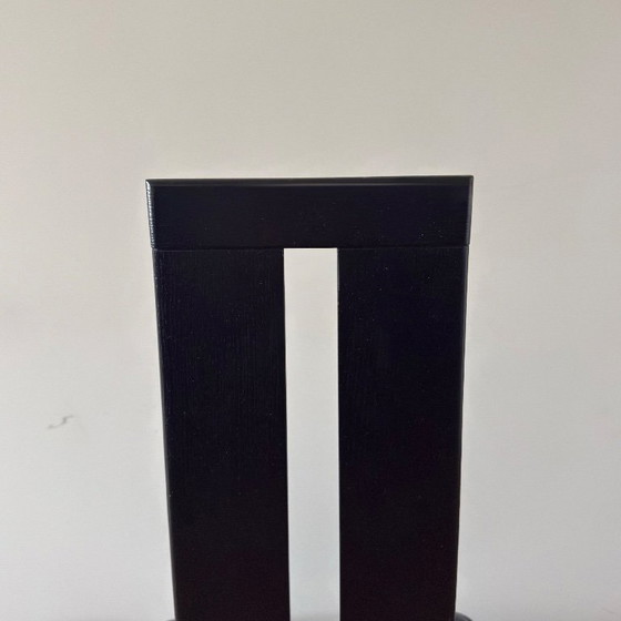 Image 1 of Set van vier volledig zwarte eetkamerstoelen met hoge rugleuning in de stijl van Pietro Constantini, jaren 70, Italië