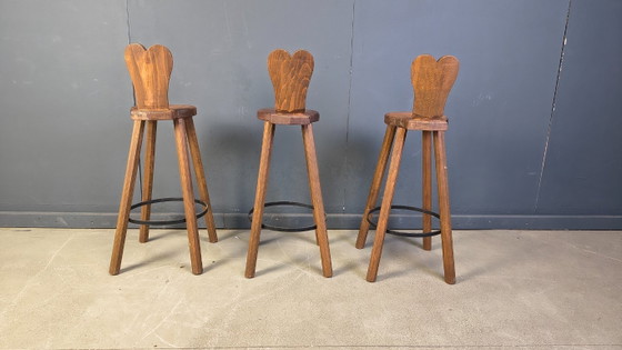 Image 1 of Vintage brutalist bar stools, 1960s- set of 3