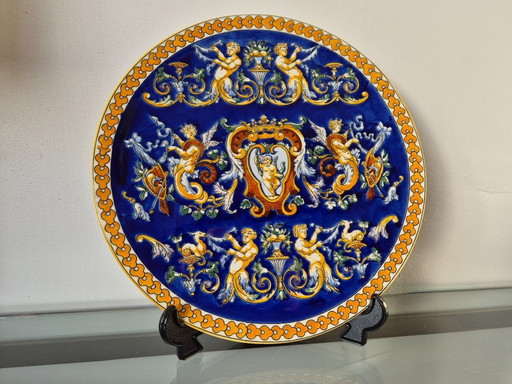 Plato decorativo vintage "Renacimiento" de Gien, Francia, años 60/70.