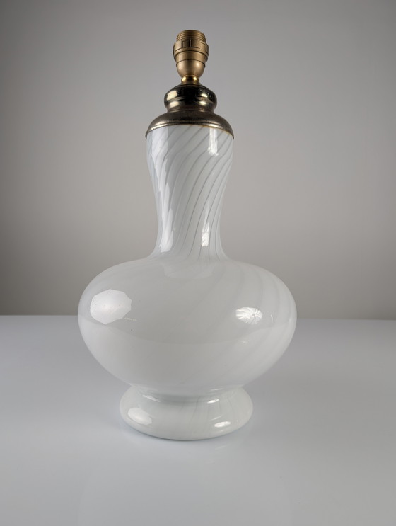Image 1 of Italiaanse Murano glazen tafellamp met dubbele verlichting en messing, 1960