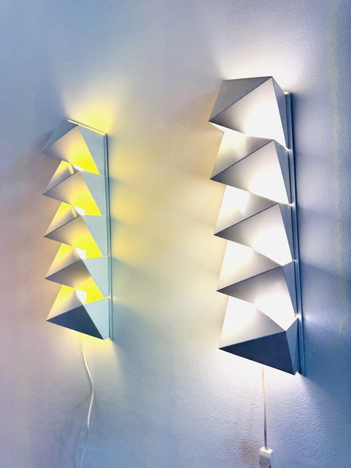 ZIG-ZAG GEOMETRIC WALL LAMPS BY DIJKSTRA LIGHTING, THE NETHERLANDS, 1960s