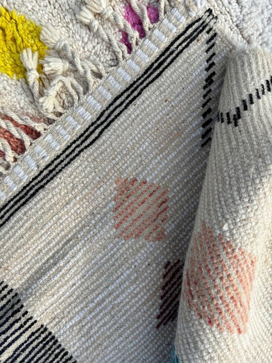 Image 1 of Prachtig Marokkaans Berberkleed in kleurrijke tinten - Echt handgeweven wollen kleed 3x2 meter