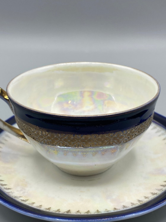 Tasse et soucoupe en porcelaine irisée, Saxe, Allemagne – Objets déco, Gold (photo 2 of 6)