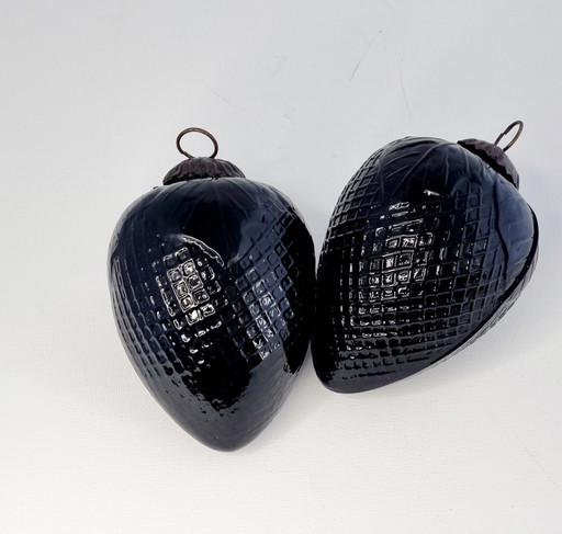 Set vintage de 2 ornements de Noël en verre noir