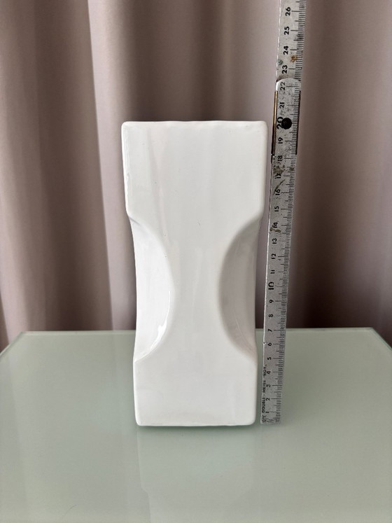 Vintage Sculptural White Ceramic Vase | Postmodern / Memphis Style (photo 7 of 8)