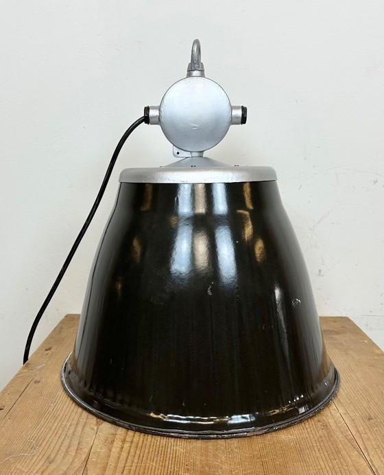 Image 1 of Industrial Black Enamel Factory Pendant Lamp, 1960s