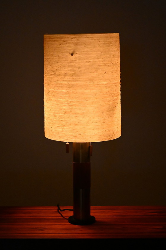 Image 1 of Lampada da tavolo in teak e ottone