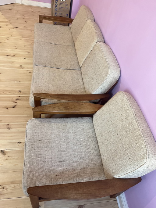 Mid Century 3-zitsbank en fauteuil van Sven Ellekaer voor comfort