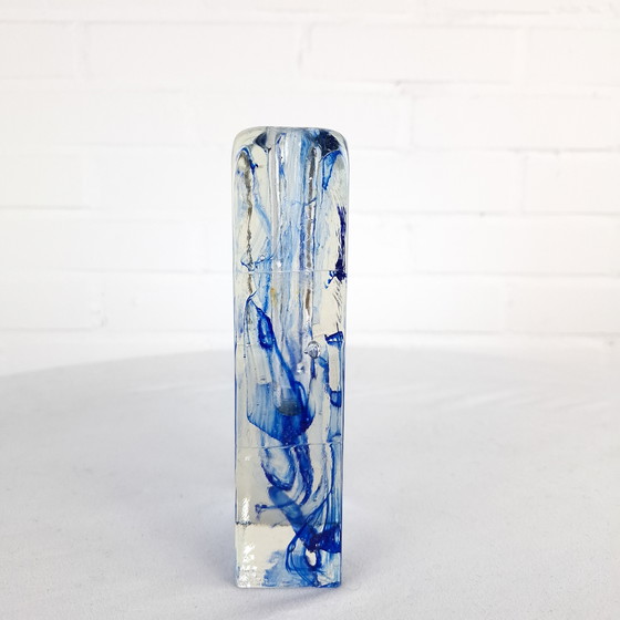 Image 1 of Vintage Solifleur vase Ritzenhoff Marsberger 1970s transparent with blue glass