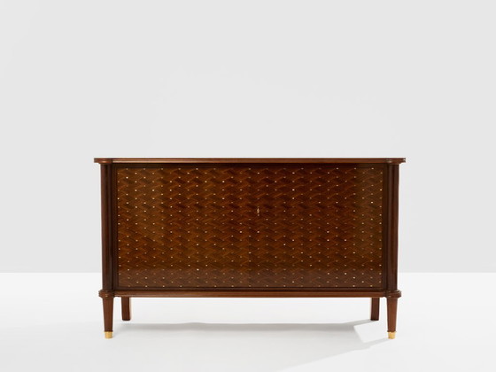Jules Leleu two doors cabinet rosewood marquetry 1940, Sideboard, Brass, Brown, Vintage (photo 2 of 13)