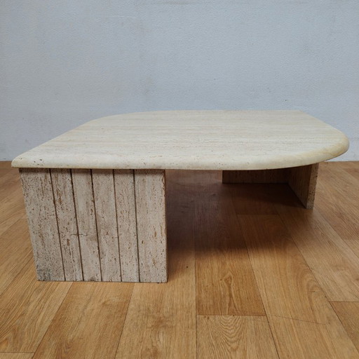 Table basse vintage en travertin du milieu du siècle