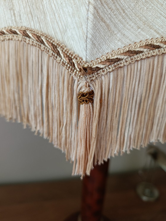 Image 1 of Lampada da soffitto di Robert de Schuytener, paralume vintage a cupola in seta con frange