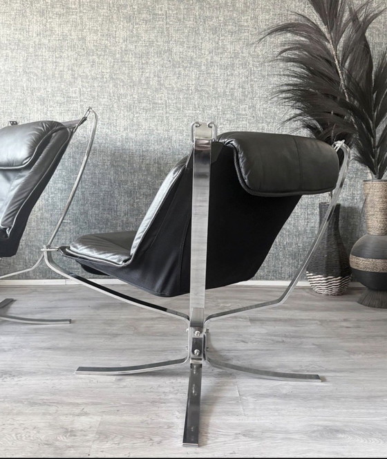 Image 1 of Vintage Falcon loungestoel – Sigurd Resell – Chroom