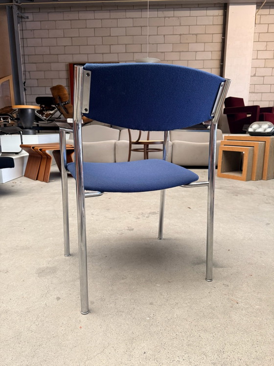 Vintage model 60 chair, Gijs van der Sluis (stock: 3), Armchairs, Textile, Wood, Blue (photo 15 of 15)