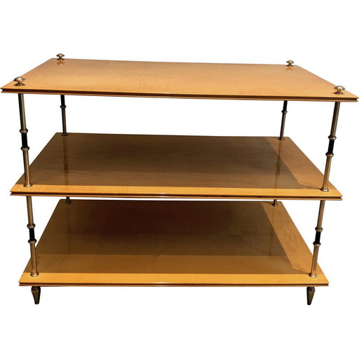 Vintage three-tiered console in sycamore and brass by Jansen, 1940