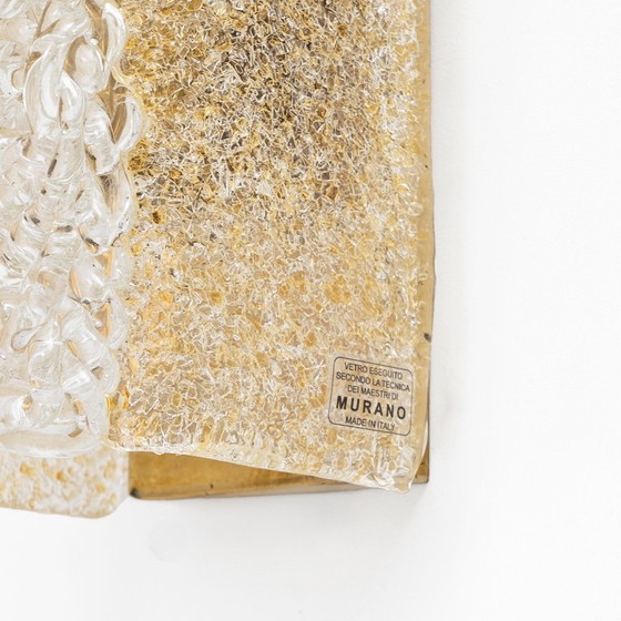 Image 1 of Coppia di applique in vetro di Murano con grana dorata e ottone.