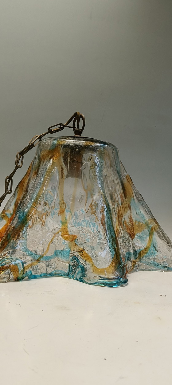 Image 1 of Vintage design italiaans gekleurd glazen Murano hanglamp in de stijl van Nason