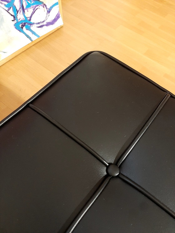 Image 1 of Knoll Set Barcelona New-Never Used Black Leather Design by Ludwig Mies Van Der Rohe and Lilly Reich (1929)