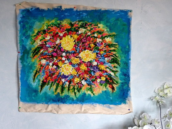 8 Pinturas florales abstractas, CB, Pinturas y dibujos, Lienzo, Otro, Rojo (foto 10 de 12)