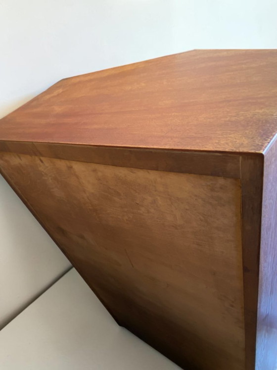 Image 1 of Antique German oak roll-top wardrobe with original key and working wooden roll-top. Made around 1920–1935