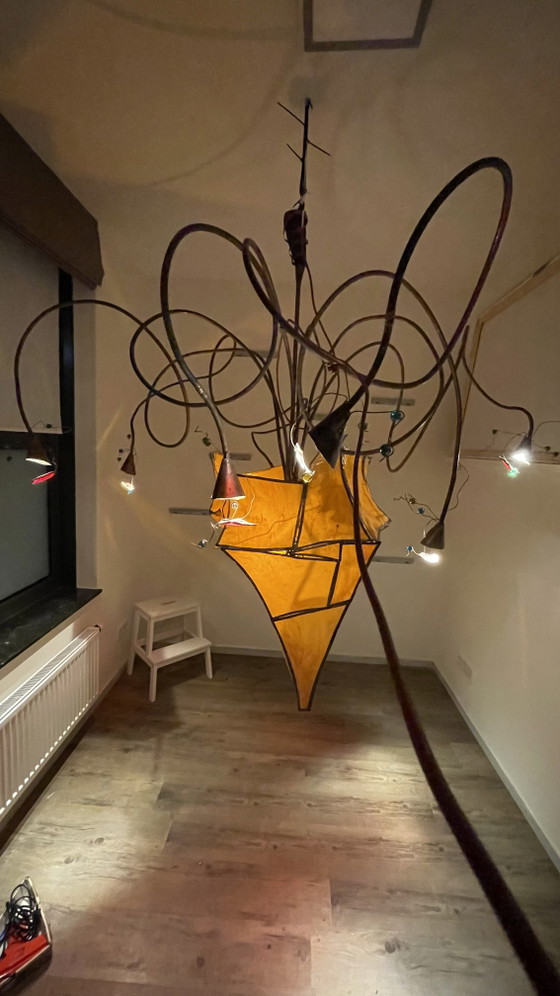 Grande lampada a sospensione scultorea d'arte da ritirare – Lampade a sospensione, Rame, Plastica (photo 3 of 10)