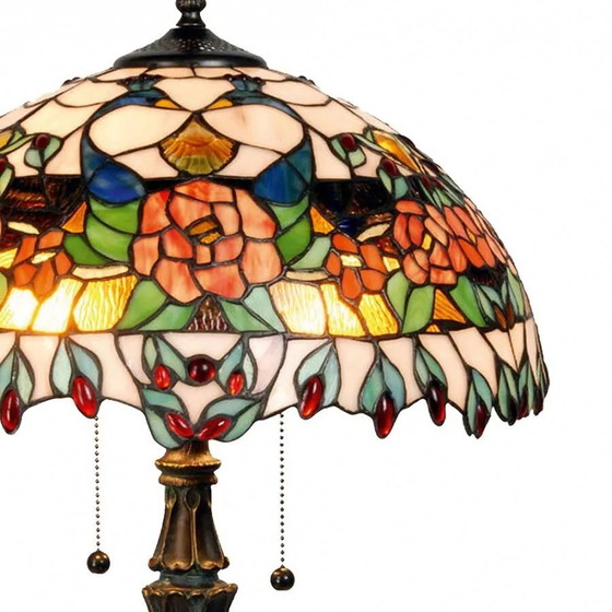 Lampada da tavolo Tiffany rotonda Rose, Lampade da tavolo, Cristallo, Vetro, Beige (foto 3 di 3)