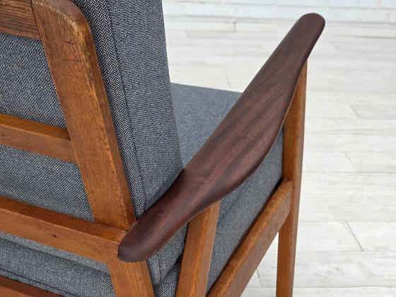 Image 1 of Años 70, pareja de sillones daneses, retapizados, muebles de lana, madera de teca y roble.