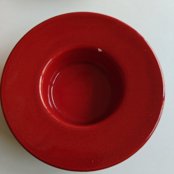 Image 1 of Juego de 6 coloridos cuencos de cerámica esmaltada con un vibrante estilo posmoderno/Memphis de los años 80.