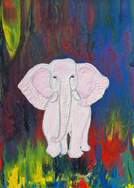 Baby Pink Elephant – schilderijen tekeningen, Paper