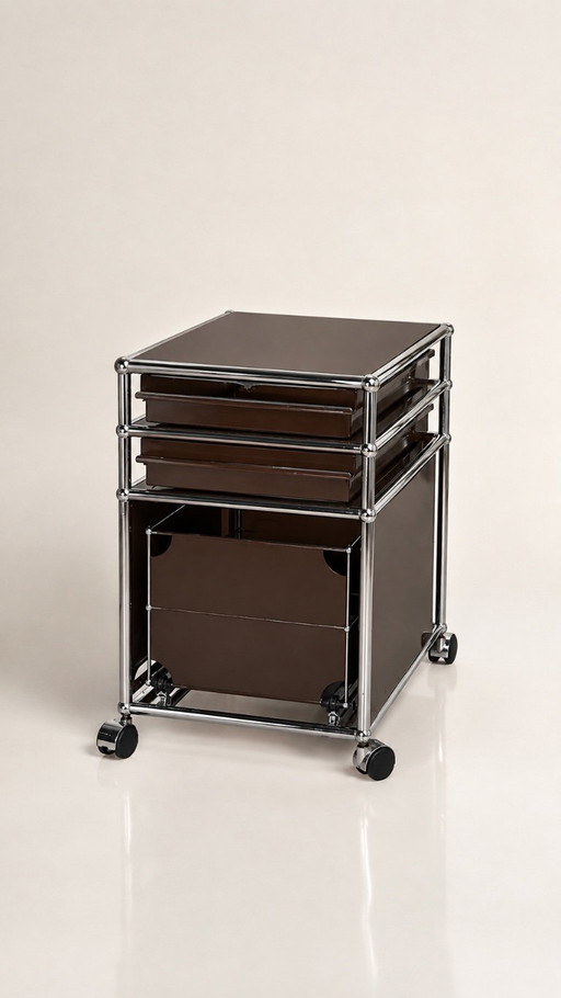 USM Haller rolling filing cabinet, storage for hanging files – boekenkasten, Chrome