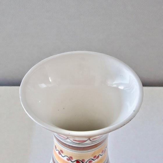 Image 1 of Große antike handgefertigte Steingutvase, signiert Coïmbra