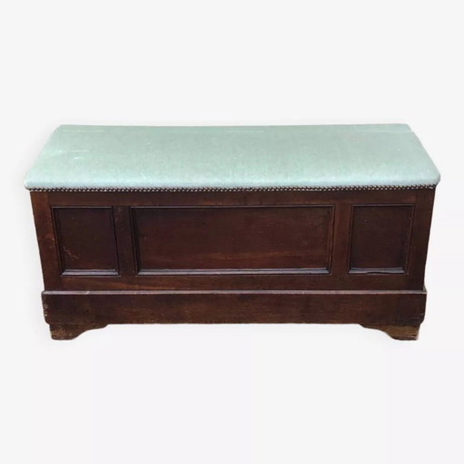 Antique wooden and tapestry chest