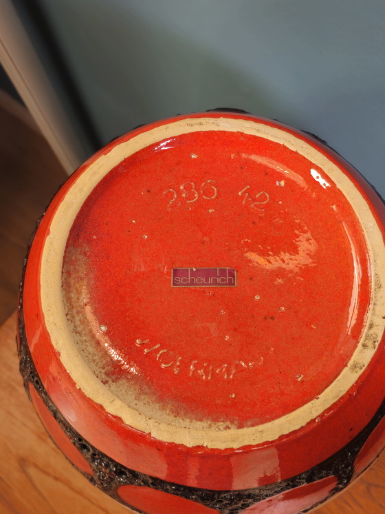 Image 1 of Zeldzame West Germany Scheurich Vloervaas  Rood