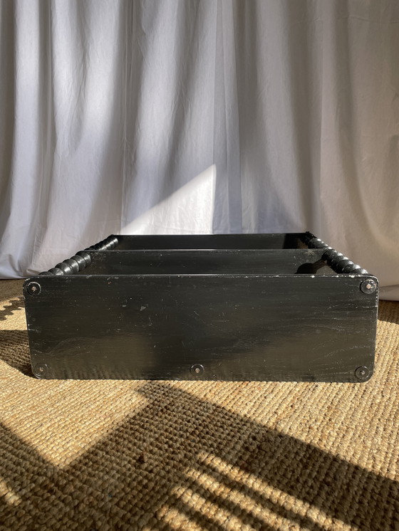 Image 1 of Vintage gedraaide houten volkskunst spoelhouder