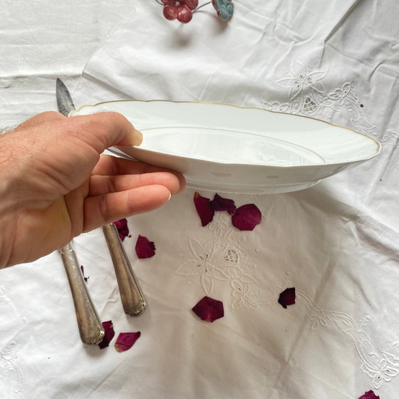 Image 1 of Limoges porcelain serving platter with gilt decoration, Bernardaud Ronsard pattern