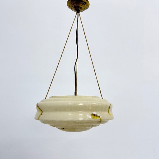 art deco hanglamp marmer glas , 1950s