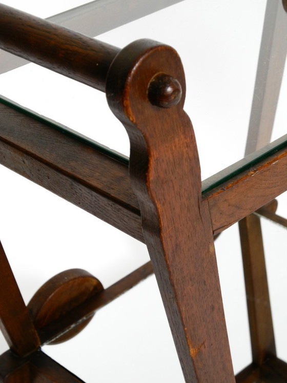 Image 1 of Hermoso y único carrito de bar con carrito de té de la década de 1930 hecho de madera maciza de roble