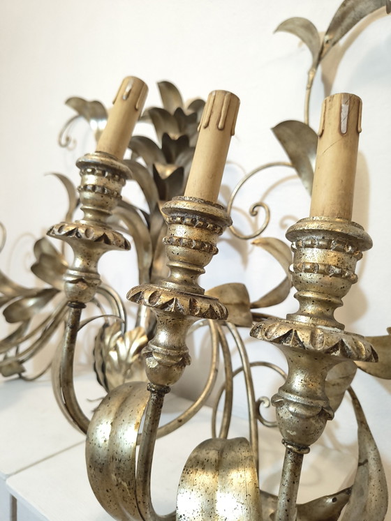 Wall lamp, floral metal 6 lights with multiple arms, silver – Wall lights (photo 3 of 5)