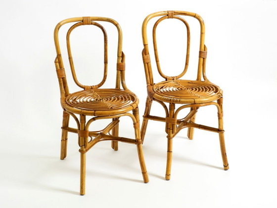 Image 1 of Paar sehr schöne seltene originale italienische Bambusstühle aus den 1960er Jahren