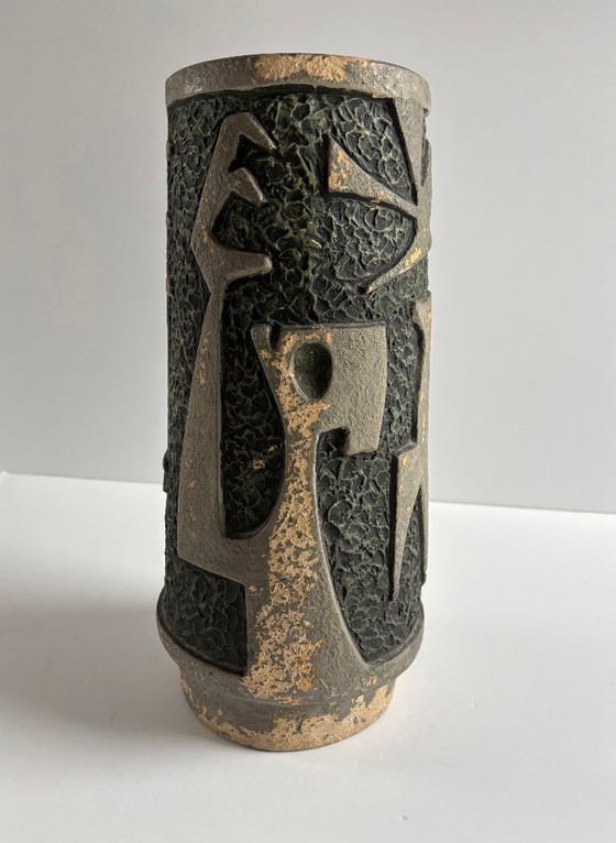 Image 1 of Rare 60s vase with stylized relief figures