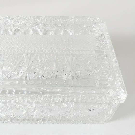 Image 1 of Portagioie XL Art Déco francese vintage in cristallo tagliato, anni '30