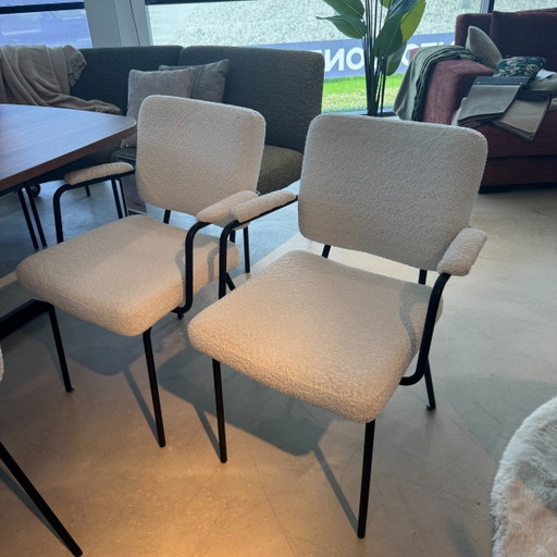 2x Bady - Weißer Stoff – INHOUSE, eetkamerstoelen, Plastic, Textile