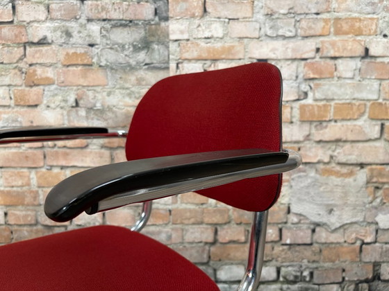 Image 1 of 4x Ahrend Schlittenstuhl mit Rohrrahmen, rot