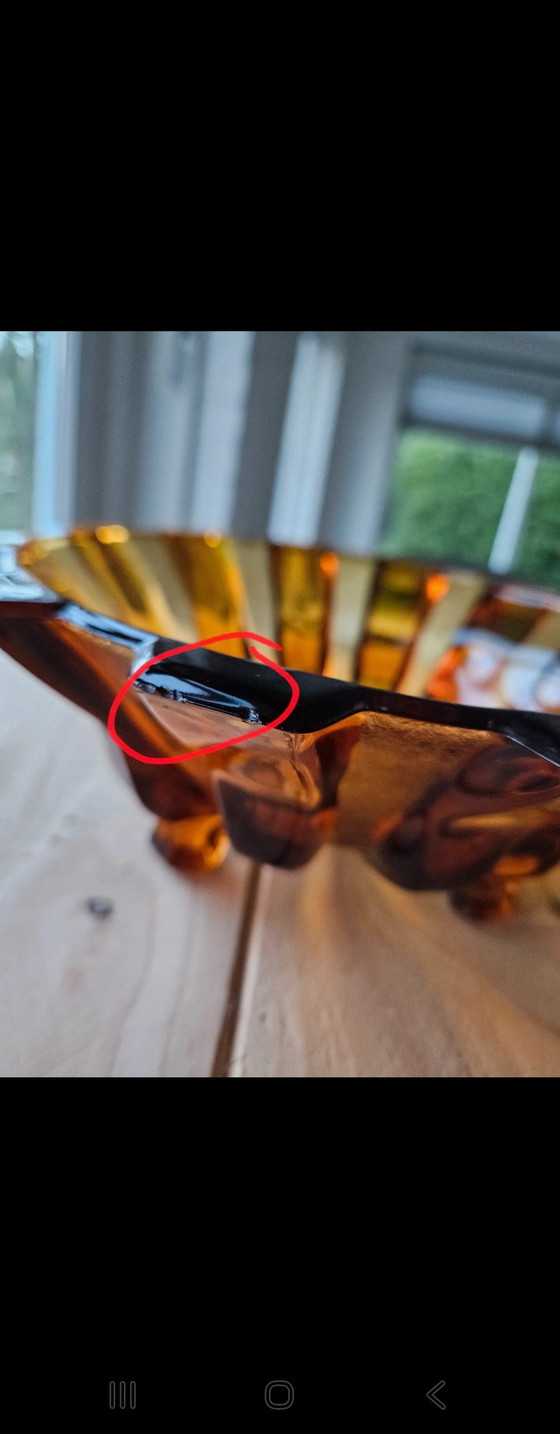 Image 1 of Glass Bowl/Fruit Bowl on 4 Feet - Art Deco - Stölzle Hermanova Hut