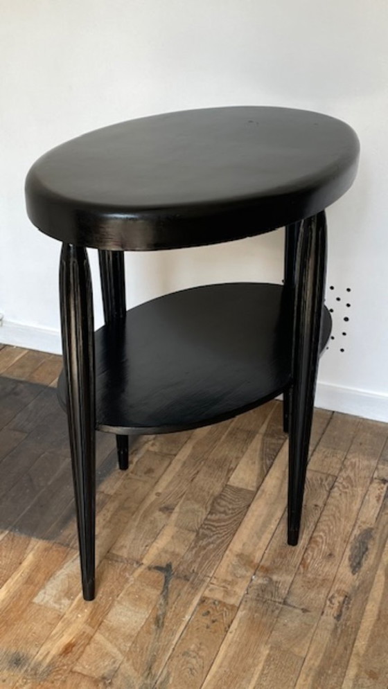Image 1 of Art Deco Black Wood Console Table