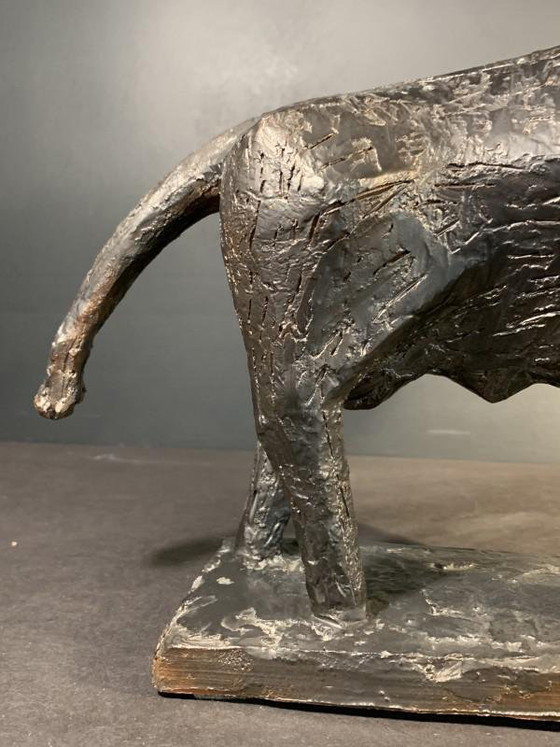 Sculpture animalière de taureau brutaliste en grès émaillé par Mario Peruggini, années 1960 – Ceramic (photo 10 of 12)